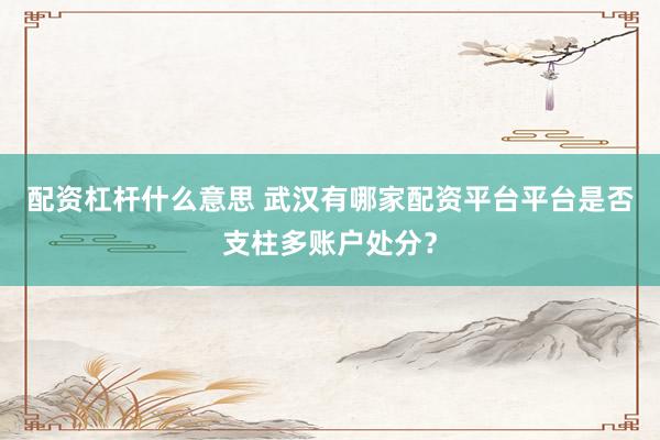 配资杠杆什么意思 武汉有哪家配资平台平台是否支柱多账户处分?
