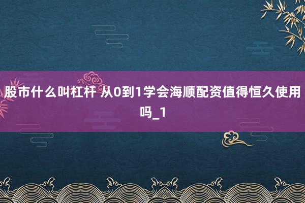 股市什么叫杠杆 从0到1学会海顺配资值得恒久使用吗_1